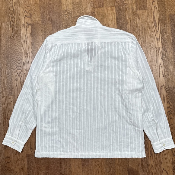 Orlebar Brown Ridley Tonal Striped Chenille White L/S Polo Shirt Mens XL - Picture 2 of 9